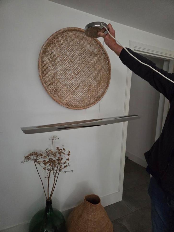 Strakke Philips Hanglamp RVS, Huis en Inrichting, Lampen | Hanglampen, Zo goed als nieuw, 75 cm of meer, Metaal, Ophalen of Verzenden