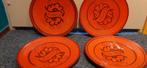 4 borden Flora Gouda Holland Tokio oranje, Antiek en Kunst, Antiek | Keramiek en Aardewerk, Ophalen
