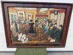 Oud Schilderij Hoedenwinkel 126x91cm Klassiek Kunstwerk Inge, Ophalen of Verzenden