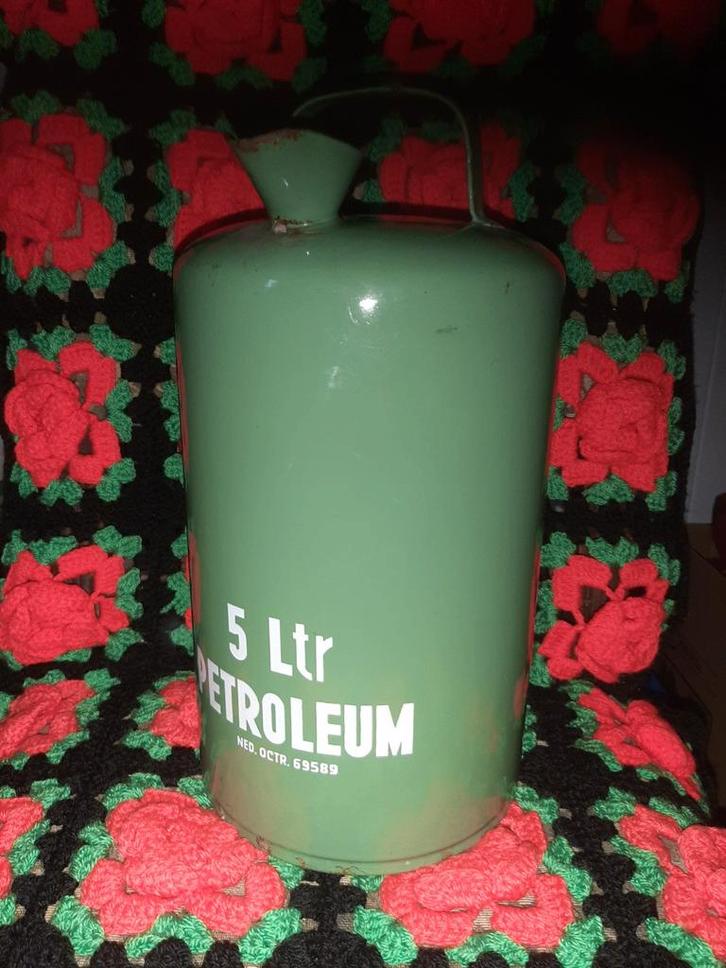 Vintage Petroleum Kan 5 Liter emaille, Antiek en Kunst, Antiek | Emaille, Ophalen of Verzenden