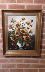 Schilderij zonnebloemen in pot, Antiek en Kunst, Kunst | Schilderijen | Klassiek, Ophalen of Verzenden