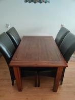 Koloniale eettafel met 4 stoelen, Huis en Inrichting, Ophalen, Zo goed als nieuw, Koloniaal, 4 tot 6 stoelen