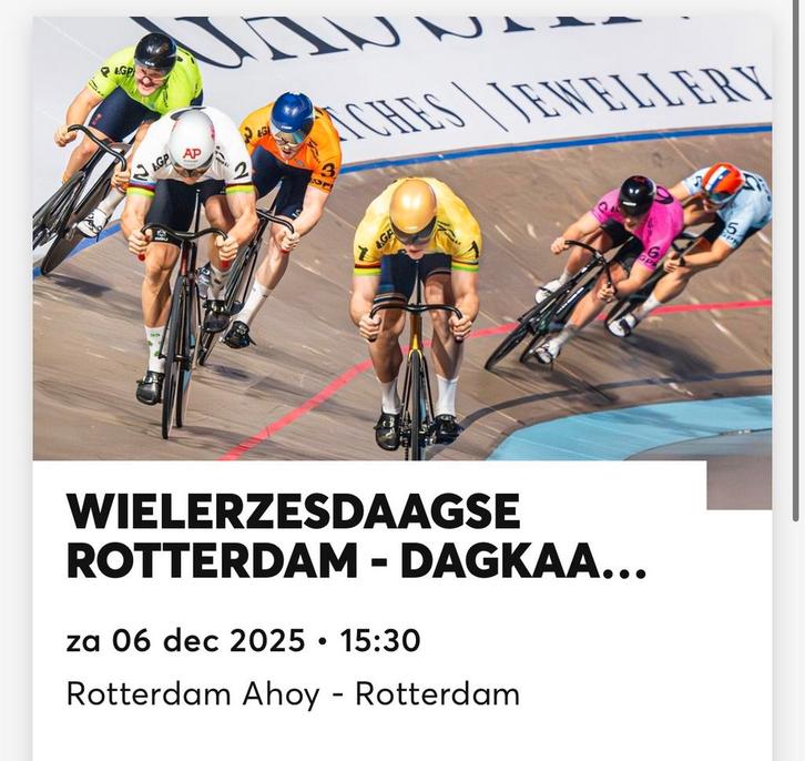 4 kaarten voor wielerzesdaagse Rotterdam Ahoy, Tickets en Kaartjes, Evenementen en Festivals, Twee personen