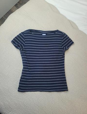 Gestreept tshirt blauw met wit Jacqueline de Yong M beschikbaar voor biedingen