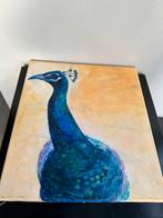 Bernard Wolters Pauw schilderij Pauw 37/37 cm, Antiek en Kunst, Ophalen of Verzenden