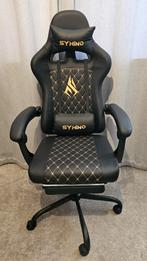 Luxe SYMINO Gaming / Bureaustoel – Zwart & Goud, Ophalen, Ergonomisch, Zo goed als nieuw, Zwart