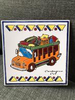 Vintage tegel met bus uit Cartagena, Colombia, Antiek en Kunst, Ophalen of Verzenden