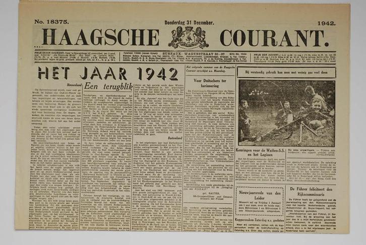 31 december 1942 - Haagsche Courant | Heruitgave 1994, Verzamelen, Militaria | Tweede Wereldoorlog, Boek of Tijdschrift, Nederland