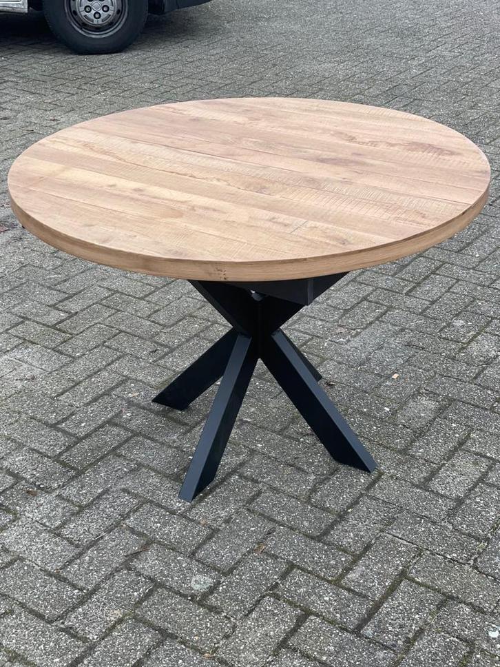 uitschuif tafel rond `Rita´ Mango color, Huis en Inrichting, Tafels | Eettafels, Nieuw, 100 tot 150 cm, Vijf personen of meer