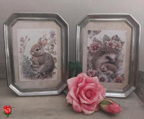 2 Vintage fotolijsten van 95% Gelria tin 8 hoekig, Huis en Inrichting, Woonaccessoires | Lijsten, Zo goed als nieuw, Minder dan 50 cm
