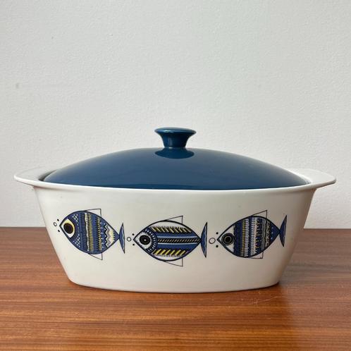 Jaren 50 60 Villeroy & Boch casserole met deksel Viking Vis, Antiek en Kunst, Antiek | Keramiek en Aardewerk, Ophalen of Verzenden