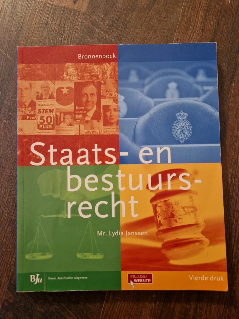 Staats- en bestuursrecht - Bronnenboek, Zo goed als nieuw, Mr. Lydia Janssen, Alpha, HBO