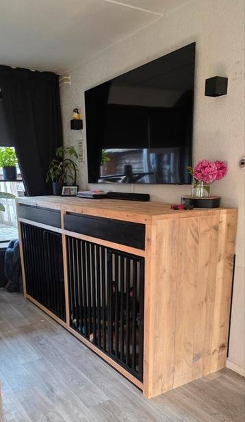 Luxe XXL dubbele hondenbench steigerhout & Trespa maatwerk beschikbaar voor biedingen