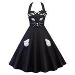 Zwarte kat jurk (vintage jurkje pin up dames vrouwen), Verzenden, Nieuw, Zwart, Knielengte