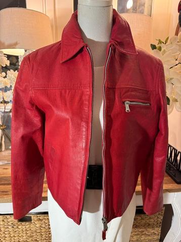 Rood leren jasje Eddy's Jackets, 38/M, licht oversized, ZGAN beschikbaar voor biedingen