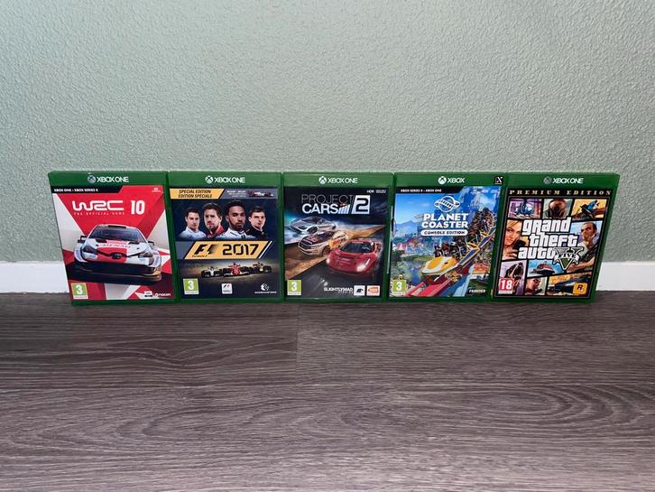 Xbox One Spellen - WRC 10, F1 2017, GTA V, Spelcomputers en Games, Games | Overige, Gebruikt, Racen en Vliegen, 1 speler, Vanaf 18 jaar