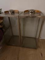 Zilveren windlichten - 60 cm hoog - set van 2, Huis en Inrichting, Woonaccessoires | Kandelaars en Kaarsen, Ophalen, 50 tot 75 cm