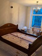 Eiken houten bed 160x200 met matrassen, Huis en Inrichting, Slaapkamer | Bedden, Ophalen, Gebruikt, Bruin, Tweepersoons