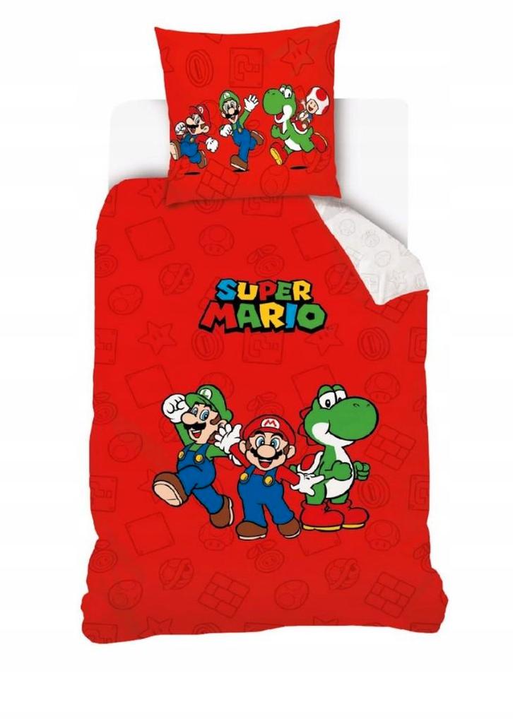 Super Mario Dekbedovertrek 140 x 200 cm - Rood - Katoen, Huis en Inrichting, Slaapkamer | Beddengoed, Nieuw, Dekbedovertrek, Eenpersoons