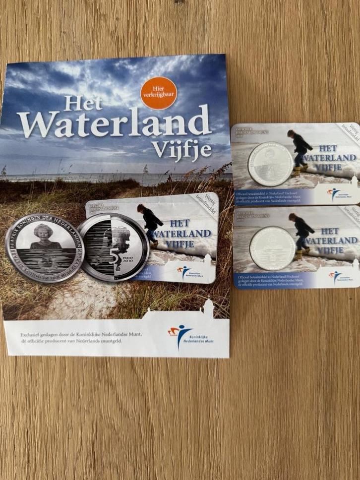 Waterland Vijfje 2 stuks, Postzegels en Munten, Munten | Nederland, Losse munt, Euro's, Koningin Beatrix, Zilver, Ophalen of Verzenden