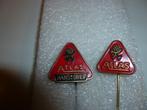 2 x Atlas Koperen Oranje & Rood Speldjes., Verzamelen, Speldjes, Pins en Buttons, Ophalen of Verzenden, Zo goed als nieuw, Overige onderwerpen