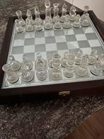 Glazen schaakbord in luxe koffer, Ophalen of Verzenden