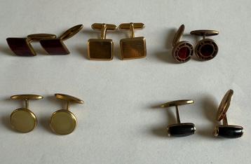 Vintage Gouden Manchetknopen (5 paar) beschikbaar voor biedingen