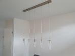 Moderne RVS Hanglamp, Huis en Inrichting, Lampen | Hanglampen, Ophalen of Verzenden, Zo goed als nieuw, Glas, 75 cm of meer