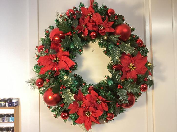 Unieke grote kerstkrans met verlichting 65 cm, Huis en Inrichting, Woonaccessoires | Kransen, Nieuw, Ophalen of Verzenden