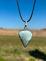 Larimar Edelsteenketting Leer Uniseks Edelstenen, Sieraden, Tassen en Uiterlijk, Kettingen, Blauw, Nieuw, Ophalen of Verzenden