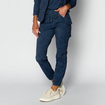 Mi Piace travelstof cargo broek, denim look blauw, maat L beschikbaar voor biedingen
