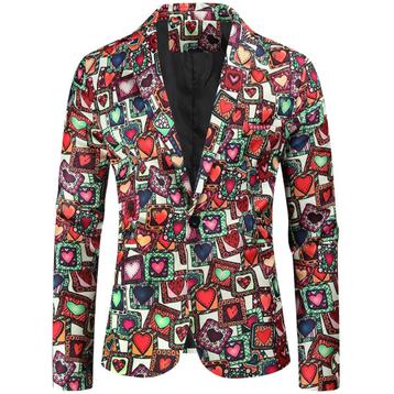 Heren hartjes colbert liefde valentijnsdag blazer mannen beschikbaar voor biedingen
