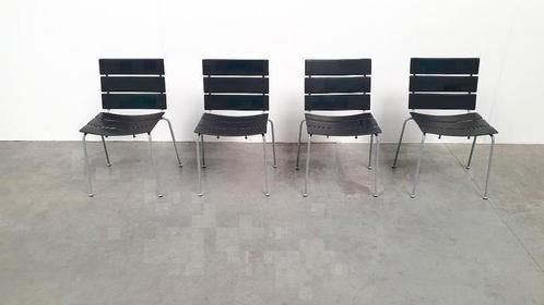 Giancarlo Vegni Fasem Italy Stripe zadelleer stoelen design, Huis en Inrichting, Stoelen, Gebruikt, Zwart, Ophalen