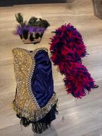 Braziliaans Carnaval Jurkje met Boa en Hoofddeksel, Carnaval, Ophalen of Verzenden, Zo goed als nieuw, Kleding