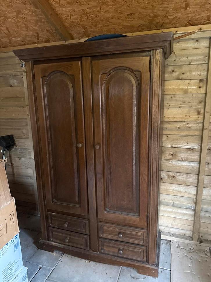 Vintage houten kledingkast, Antiek en Kunst, Antiek | Meubels | Kasten, Ophalen
