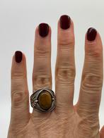 A560 Prachtige zilveren ring tijgeroog maat 19, Sieraden, Tassen en Uiterlijk, Ringen, 19 tot 20, Ophalen of Verzenden, X, Met edelsteen