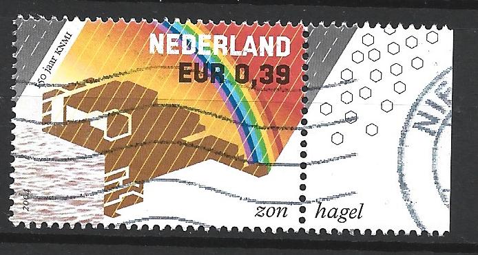 Gestempeld Nederland  150 jaar KNMI  zon ( 260127-4, Postzegels en Munten, Ophalen of Verzenden, Na 1940, Gestempeld
