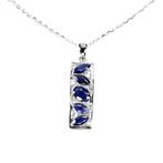 Zilveren hals ketting met natuurlijke saffier + witte topaas, Verzenden, Nieuw, Met edelsteen, Zilver
