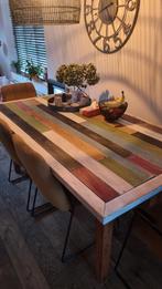 Unieke houten eettafel, Huis en Inrichting, Tafels | Eettafels, Ophalen, 100 tot 150 cm, Vintage, 150 tot 200 cm