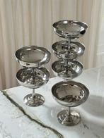 6 Vintage Letang Remy coupes inox RVS champagne ijs france, Gebruikt, Ophalen of Verzenden, Overige stijlen, Overige materialen