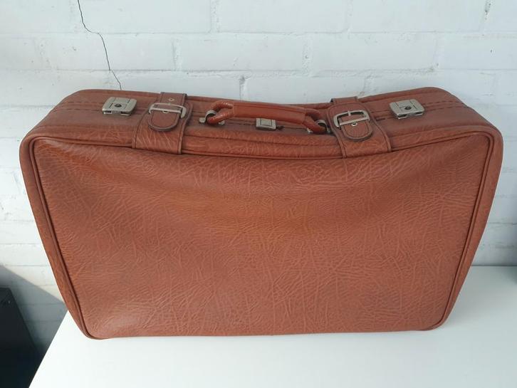 Vintage Leren Reiskoffer, Sieraden, Tassen en Uiterlijk, Koffers, Zo goed als nieuw, Leer, Minder dan 50 cm, 45 tot 55 cm, Ophalen of Verzenden