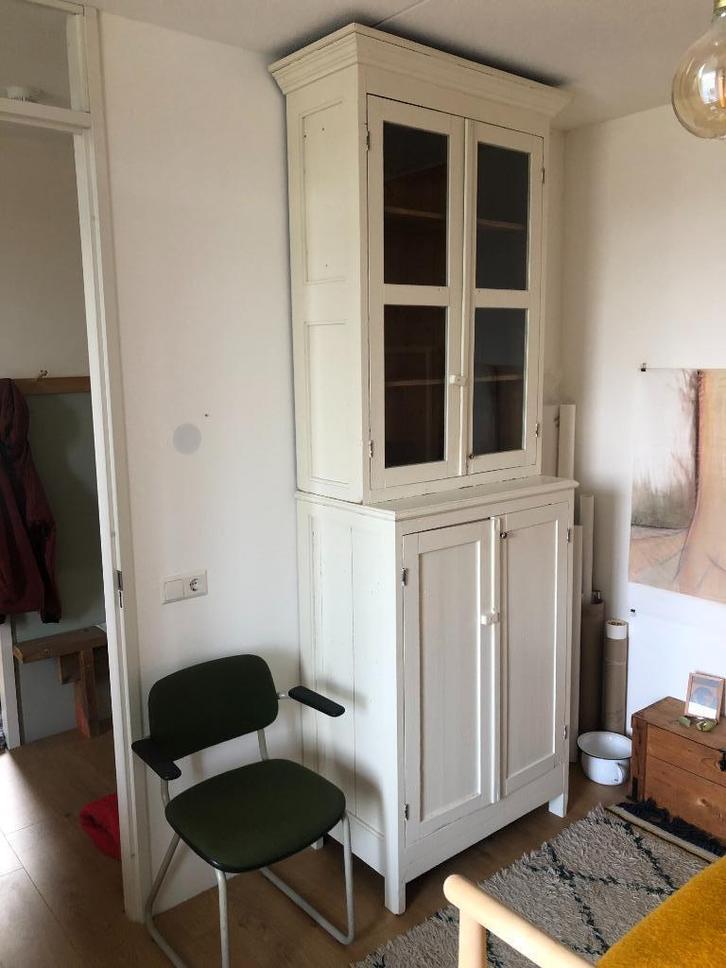 Houten kledingkast / buffetkast wit 2-delig, Huis en Inrichting, Kasten | Kledingkasten, Gebruikt, 200 cm of meer, 50 tot 100 cm