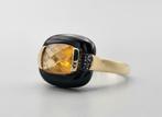 Gouden Vintage ring met onyx citrien en diamant. 2024/75