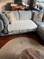 Blauwe hoekbank inclusief kussens & plaid, Huis en Inrichting, Banken | Bankstellen, Ophalen, Gebruikt, Hoekbank, 75 tot 100 cm