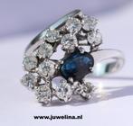 18 kt gouden ring 1 ct diamanten briljant saffier, Katwijk, Juwelina, Ophalen of Verzenden, Zo goed als nieuw