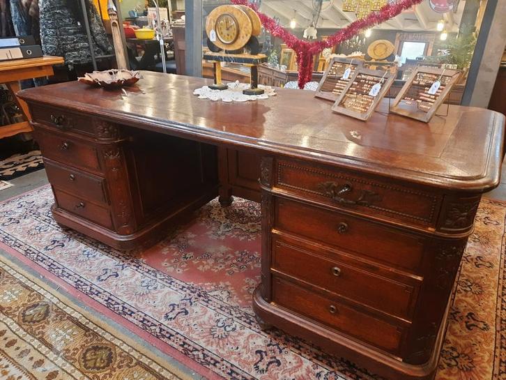 Vintage massief eiken directiebureau – ca. 1900 – 200 cm, Antiek en Kunst, Antiek | Kantoor en Zakelijk, Ophalen