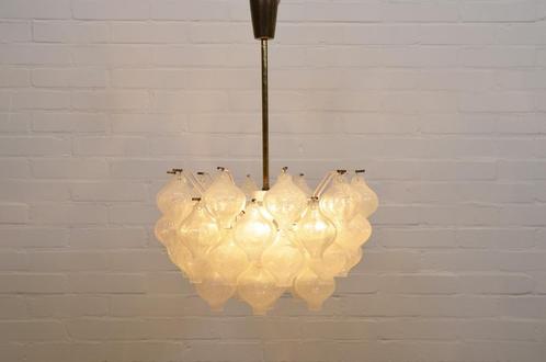 Kalmar Tulipan plafondlamp, Huis en Inrichting, Lampen | Hanglampen, Gebruikt, 50 tot 75 cm, Glas, Metaal, Ophalen of Verzenden