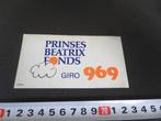 sticker prinses beatrix fonds giro 969, Ophalen, Zo goed als nieuw, Bedrijf of Vereniging
