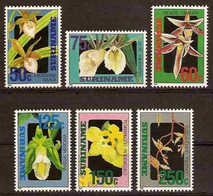Suriname 721/6 postfris Orchideeen 1992, Postzegels en Munten, Postzegels | Suriname, Postfris, Verzenden