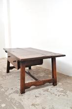 Antieke Spaanse primitieve salontafel 18de eeuw UNIEK, 100 tot 150 cm, 50 tot 75 cm, Rechthoekig, Gebruikt